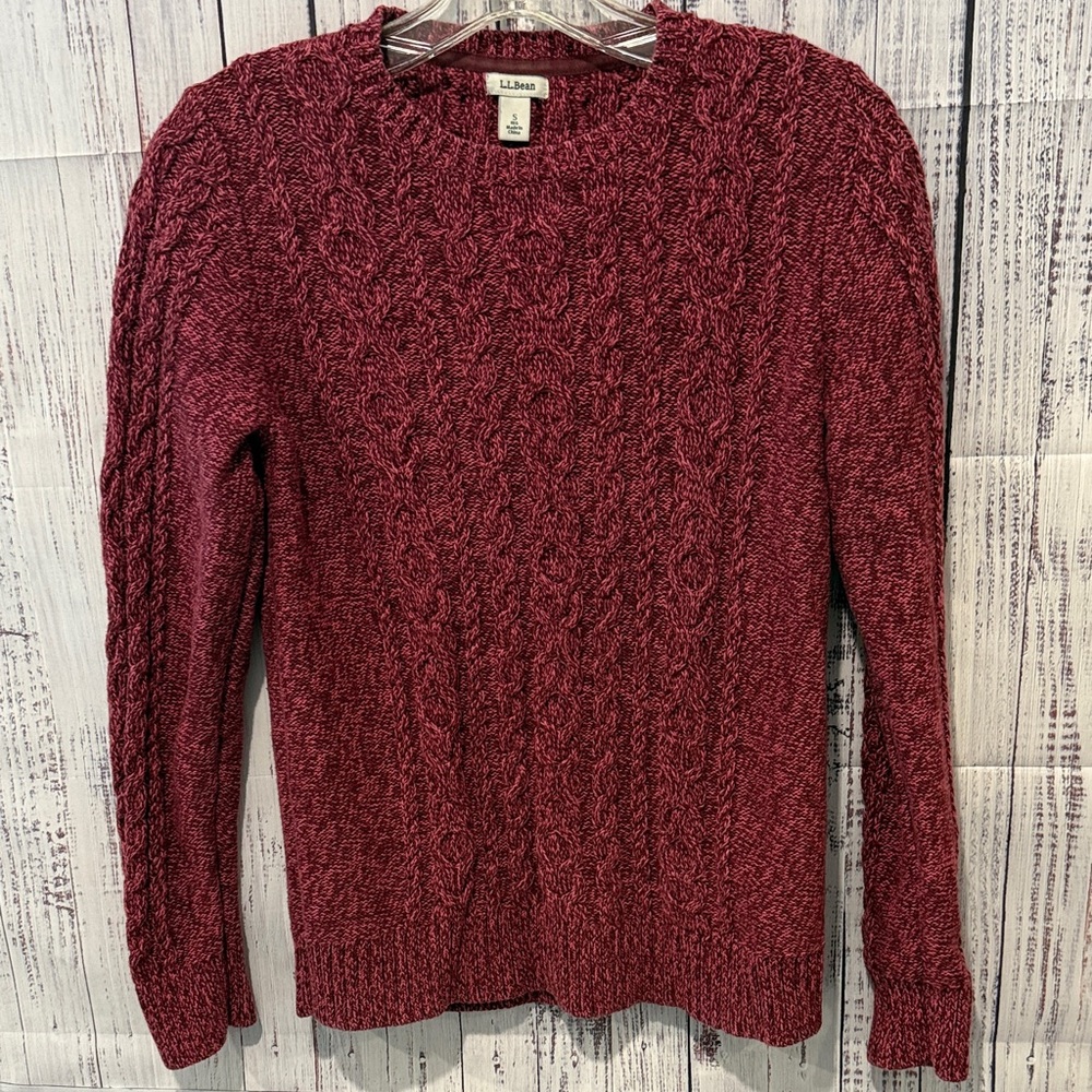 L.L. Bean Cotton Cable Knit Pullover S